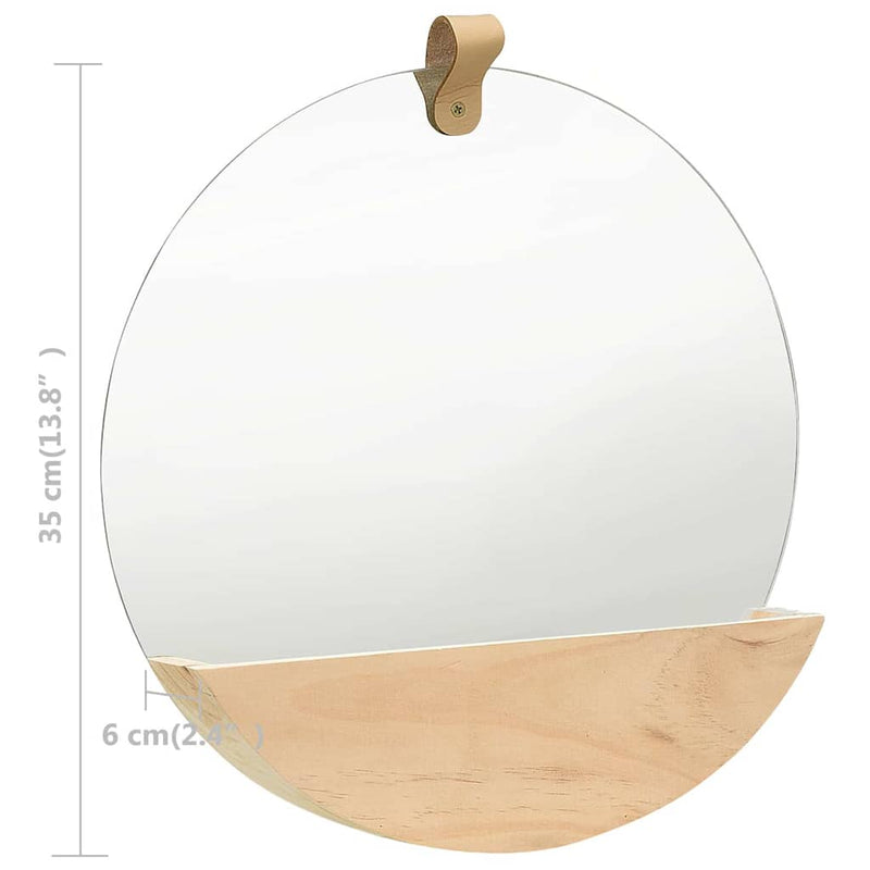 Oglindă de perete, 35 cm, lemn masiv de pin