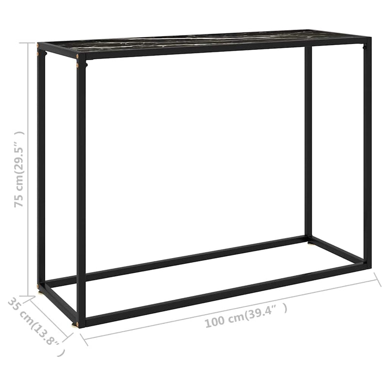 Masă consolă, negru, 100x35x75 cm, sticlă securizată
