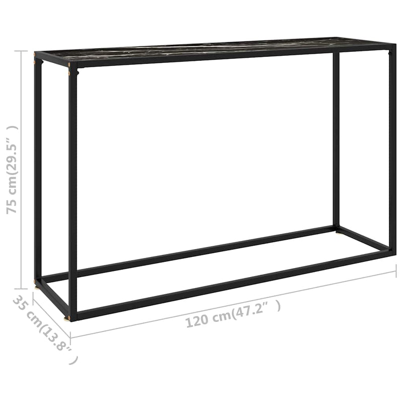 Masă consolă, negru, 120x35x75 cm, sticlă securizată