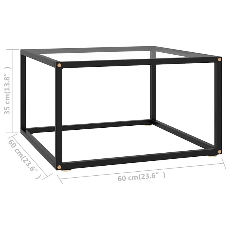 Măsuță de cafea, negru, 60x60x35 cm, sticlă securizată