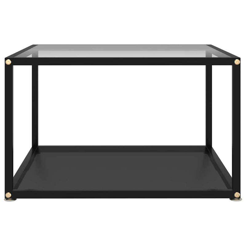 Măsuță cafea, transparent/negru, 60x60x35 cm, sticlă securizată