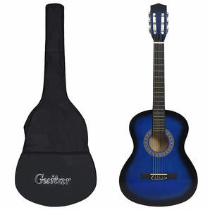 Chitară clasică pentru începători, cu husă, albastru, 3/4 36"