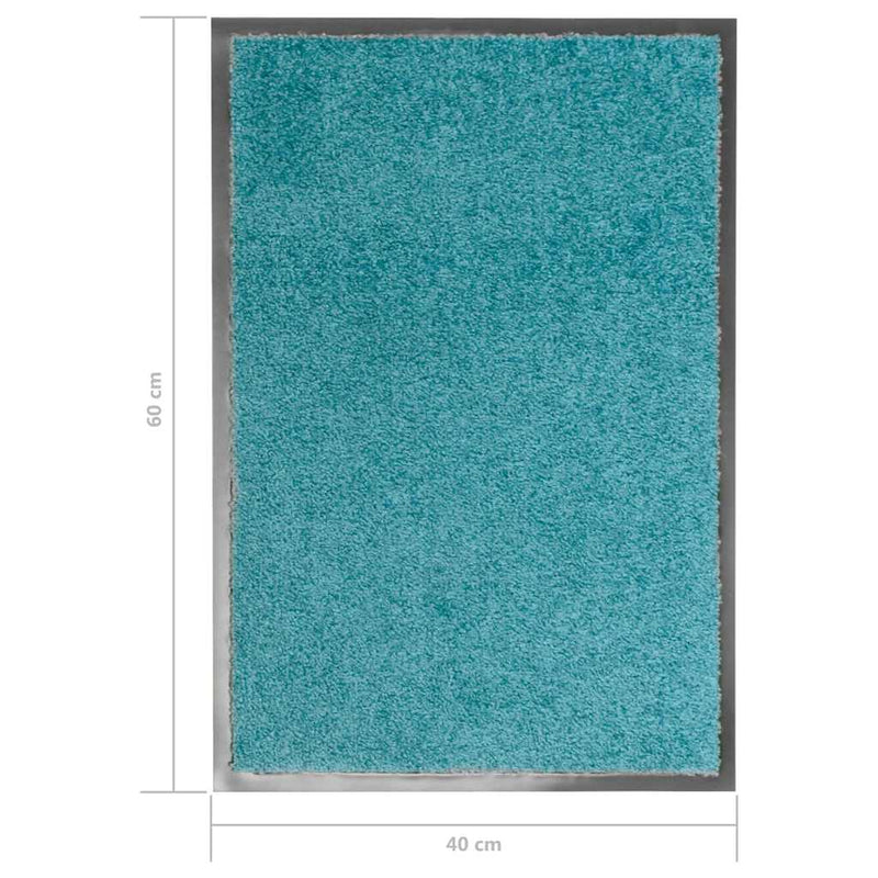 Covoraș de ușă lavabil, cyan, 40 x 60 cm
