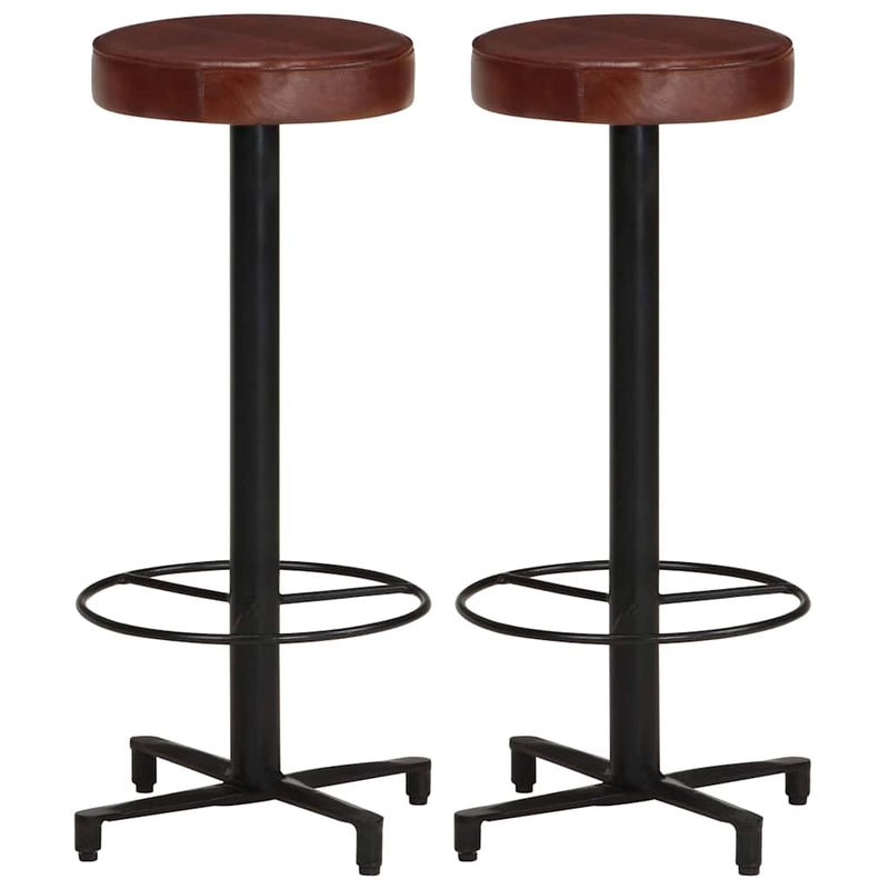 Scaune de bar, 2 buc., 76 cm, piele naturală