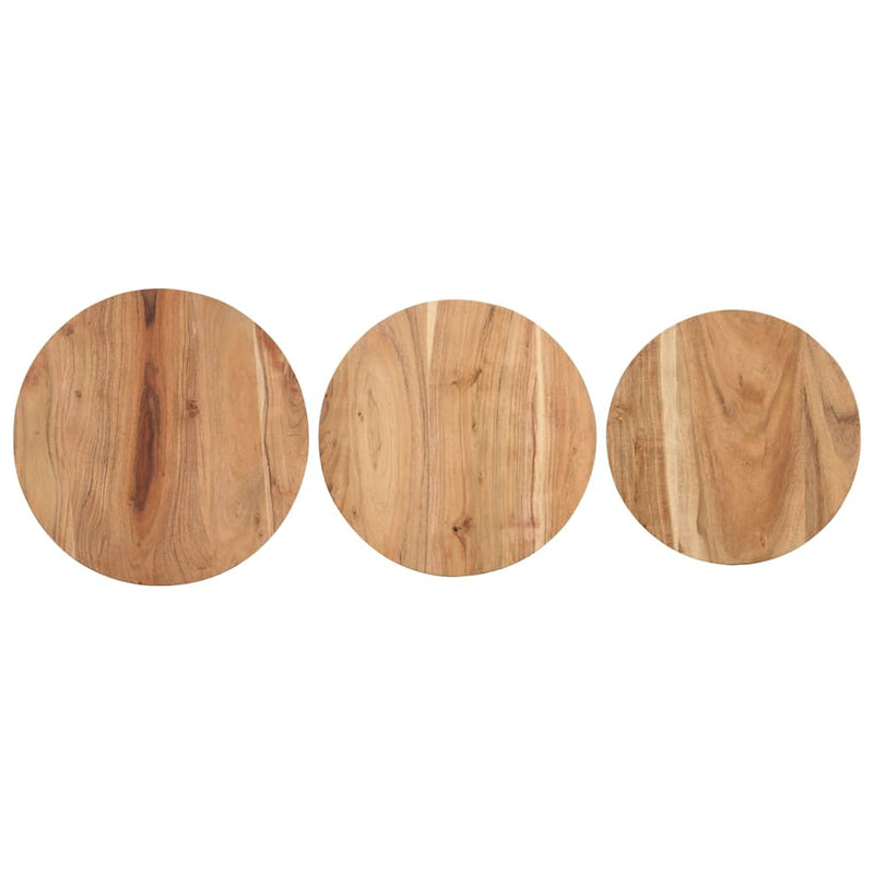 Mese laterale, 3 buc., lemn masiv de acacia