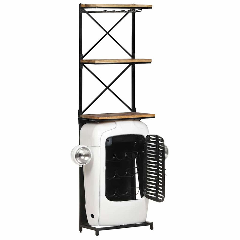 Dulap de vin design tractor alb 49x31x172 cm mango nefinisat