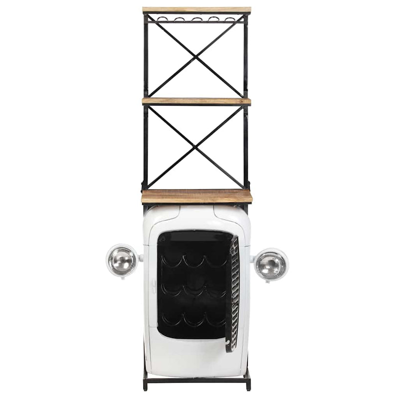 Dulap de vin design tractor alb 49x31x172 cm mango nefinisat