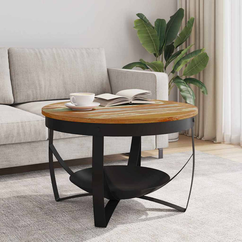 Măsuță de cafea, Ø68x43 cm, lemn masiv reciclat