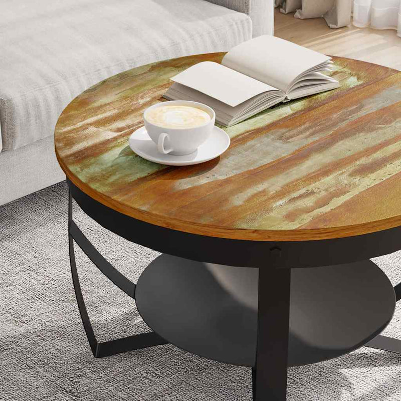 Măsuță de cafea, Ø68x43 cm, lemn masiv reciclat