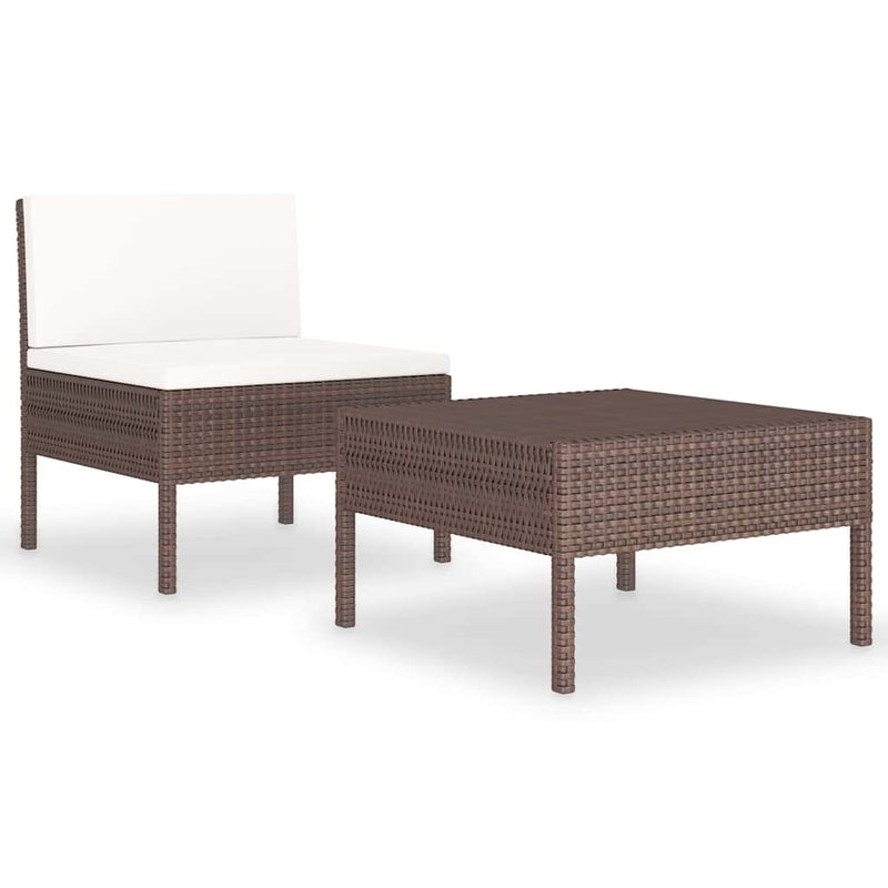 Set mobilier relaxare grădină cu perne 2 piese maro poliratan