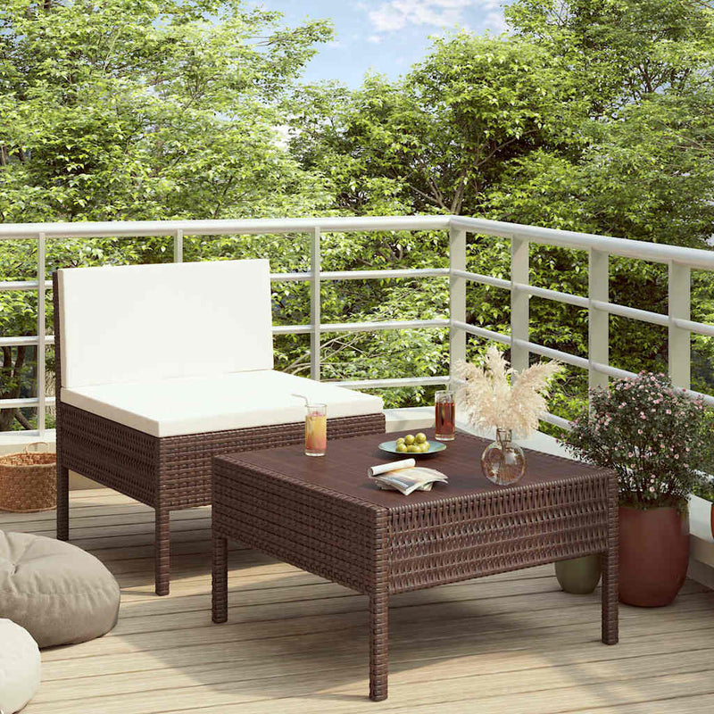 Set mobilier relaxare grădină cu perne 2 piese maro poliratan