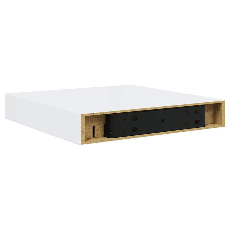 Raft de perete suspendat, alb extralucios, 23x23,5x3,8 cm, MDF