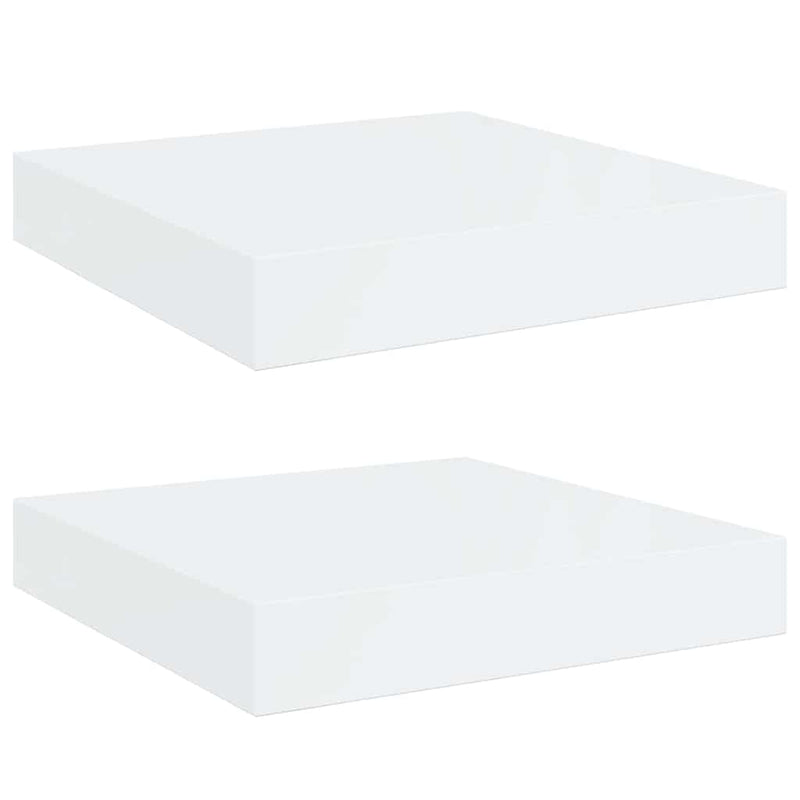 Rafturi de perete, 2 buc., alb extralucios, 23x23,5x3,8 cm, MDF