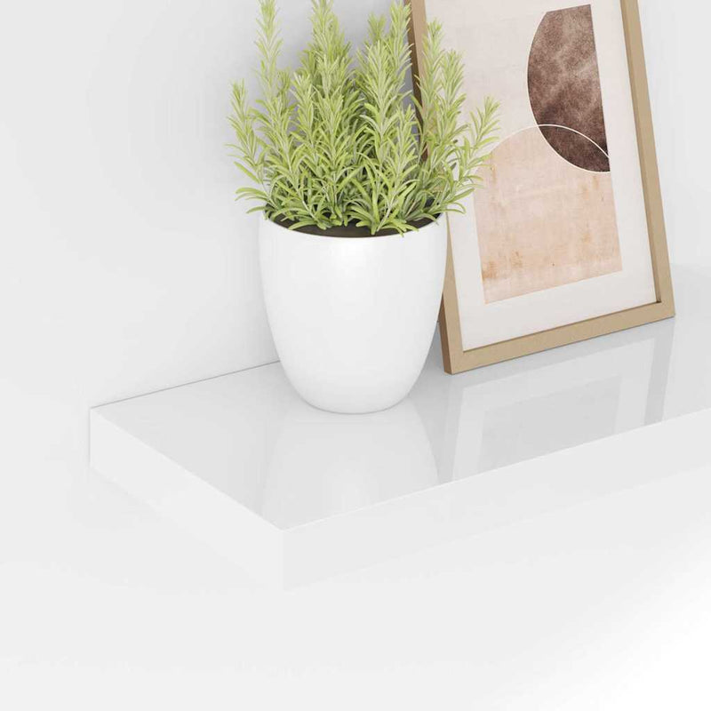 Raft de perete suspendat, alb extralucios, 40x23,5x3,8 cm, MDF