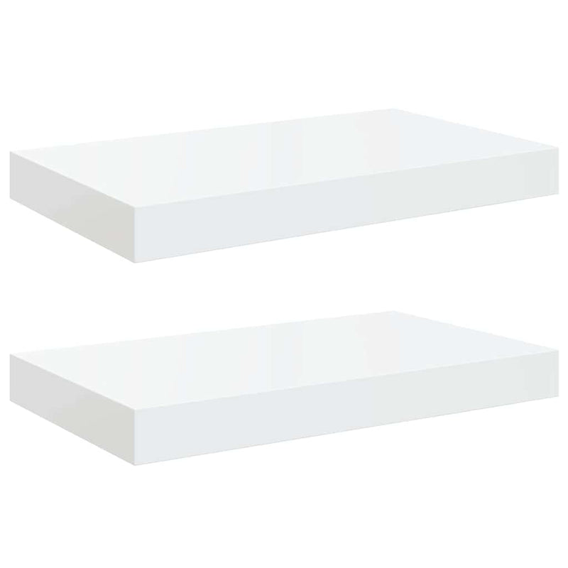 Rafturi de perete, 2 buc., alb extralucios, 40x23,5x3,8 cm, MDF
