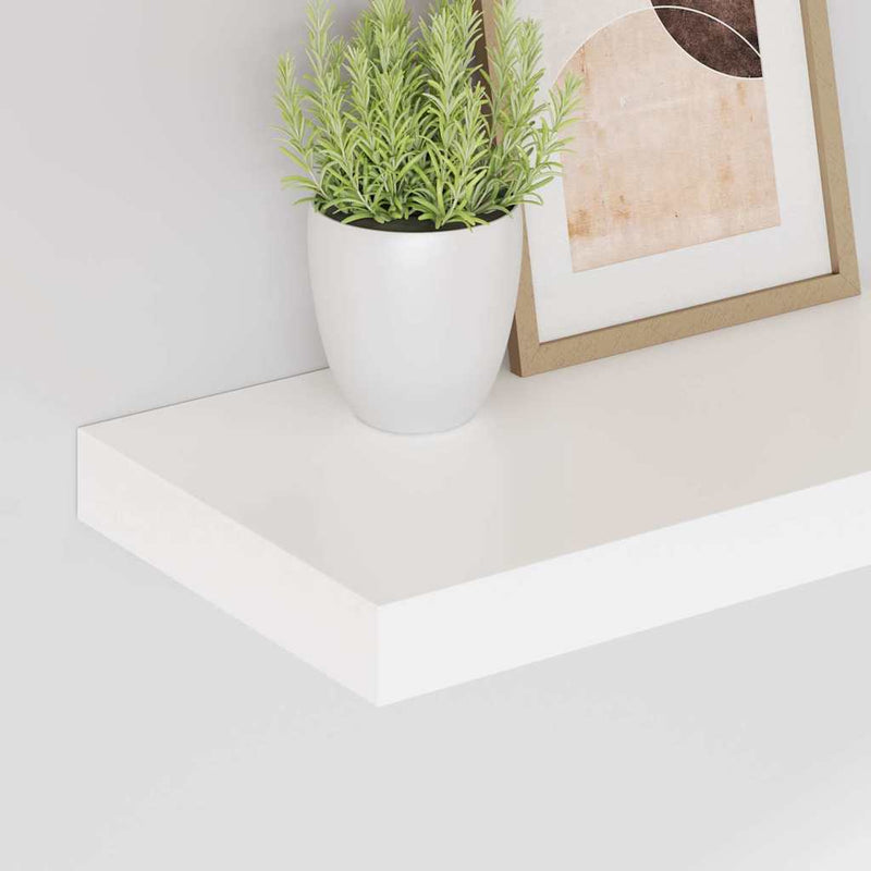 Rafturi de perete, 2 buc., alb extralucios, 40x23,5x3,8 cm, MDF