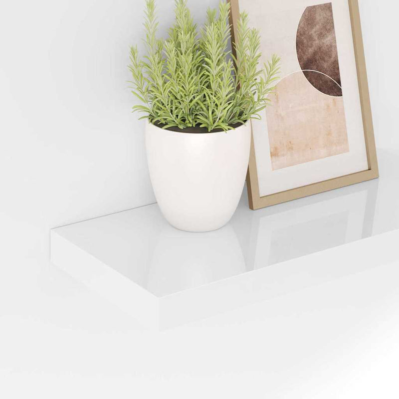 Raft de perete suspendat, alb extralucios, 50x23,5x3,8 cm, MDF
