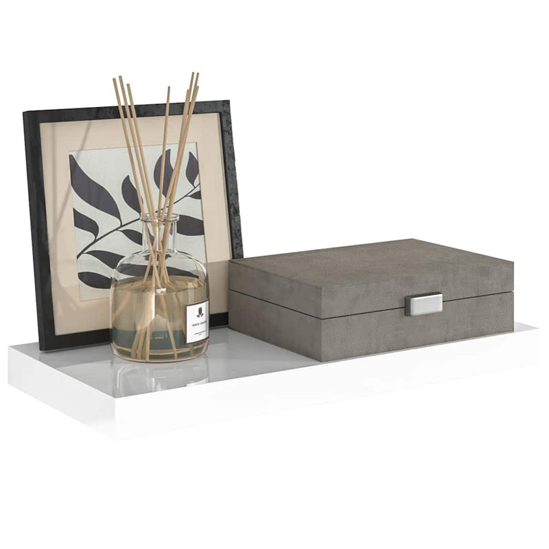 Raft de perete suspendat, alb extralucios, 50x23,5x3,8 cm, MDF