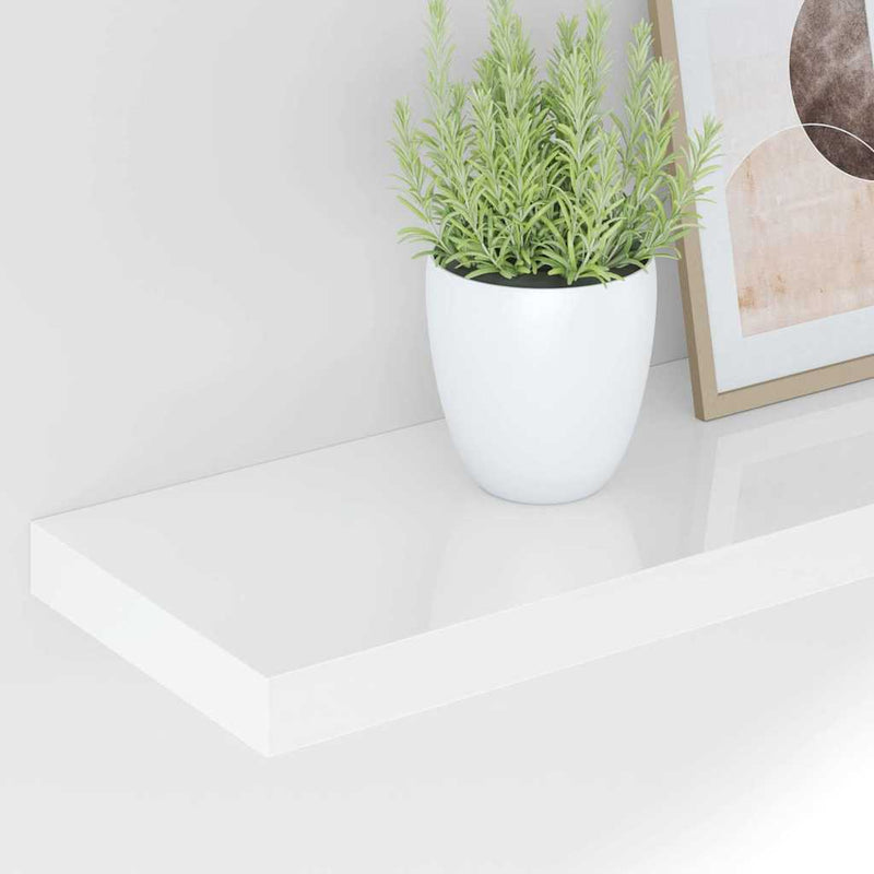 Raft de perete suspendat, alb extralucios, 60x23,5x3,8 cm, MDF