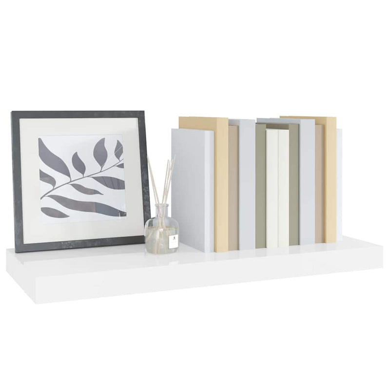 Raft de perete suspendat, alb extralucios, 60x23,5x3,8 cm, MDF