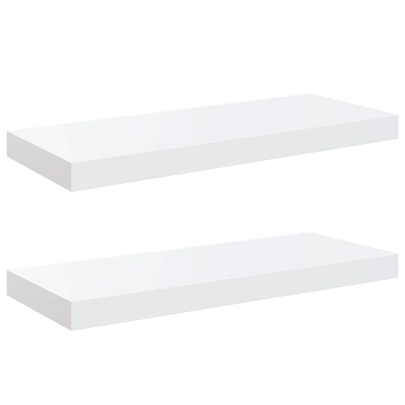 Rafturi de perete, 2 buc., alb extralucios, 60x23,5x3,8 cm, MDF