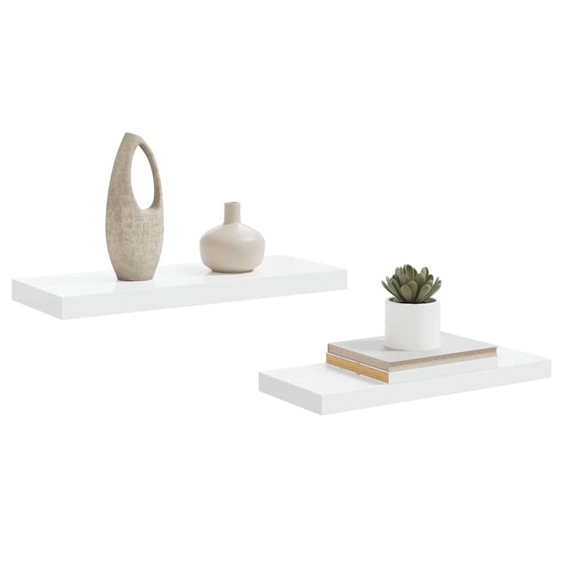 Rafturi de perete, 2 buc., alb extralucios, 60x23,5x3,8 cm, MDF