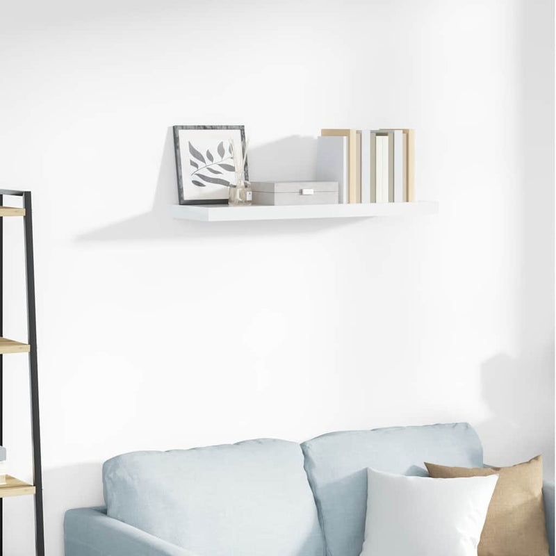 Raft de perete suspendat, alb extralucios, 80x23,5x3,8 cm, MDF