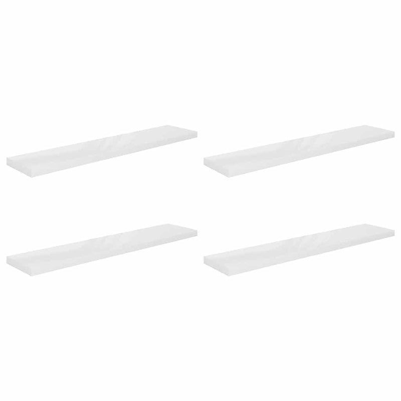 Rafturi de perete, 4 buc., alb extralucios, 120x23,5x3,8 cm MDF