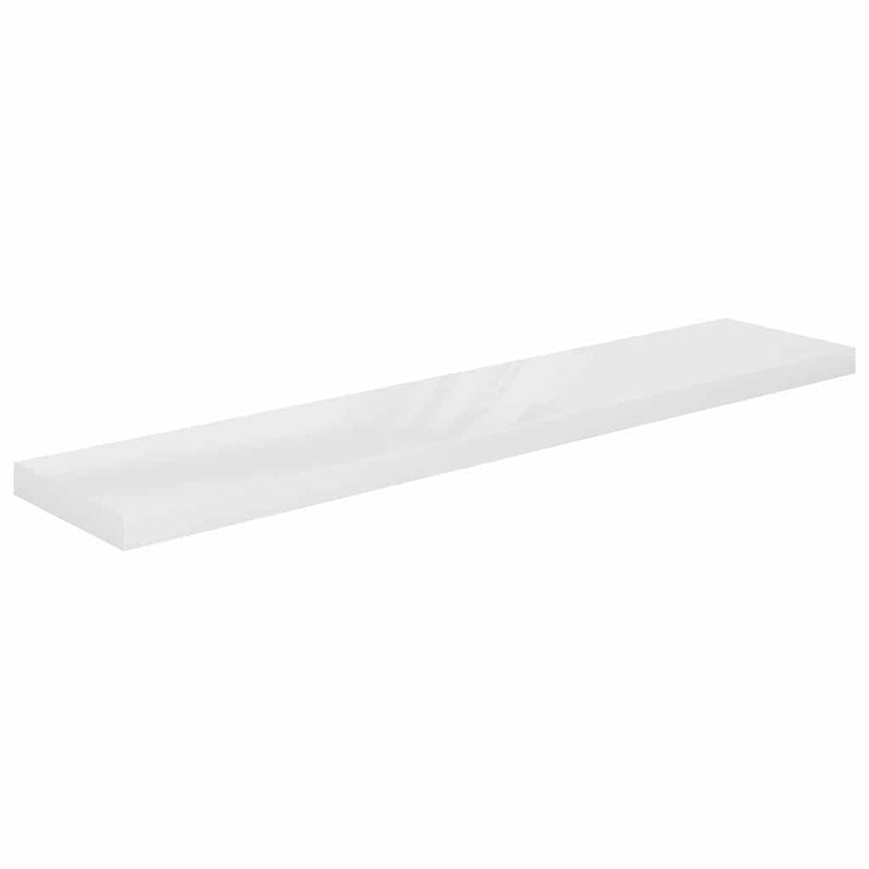 Rafturi de perete, 4 buc., alb extralucios, 120x23,5x3,8 cm MDF