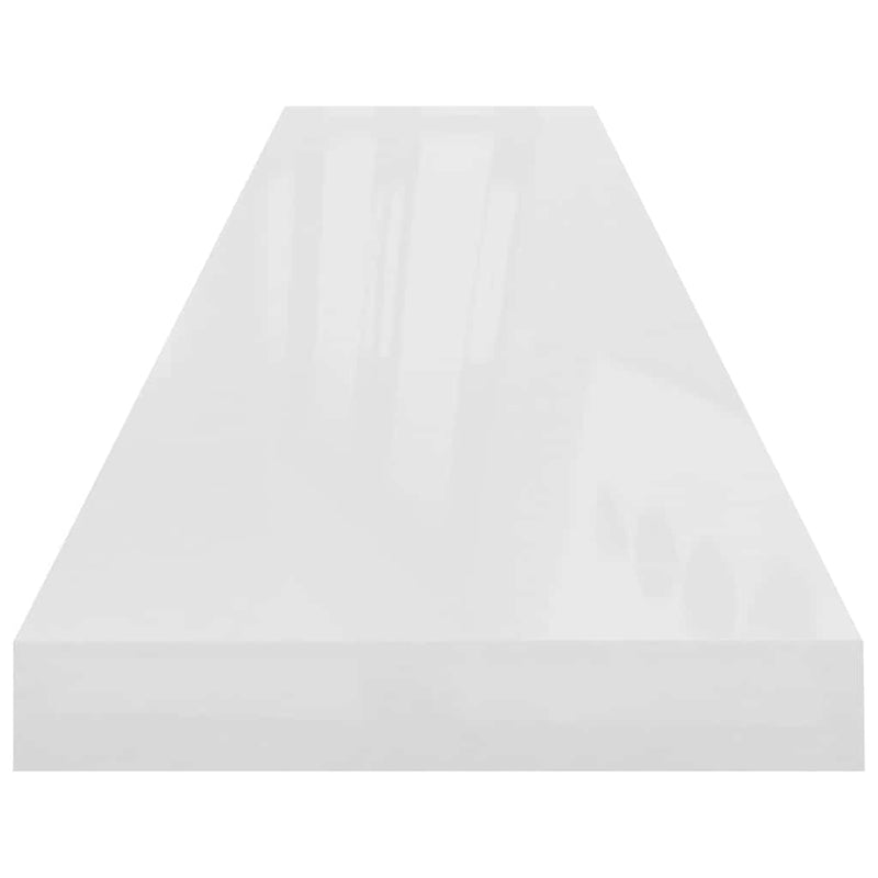 Rafturi de perete, 4 buc., alb extralucios, 120x23,5x3,8 cm MDF
