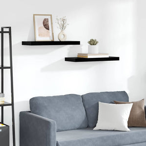 Rafturi de perete 2 buc. negru extralucios, 60x23,5x3,8 cm, MDF