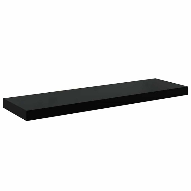 Raft de perete suspendat negru extralucios, 80x23,5x3,8 cm, MDF