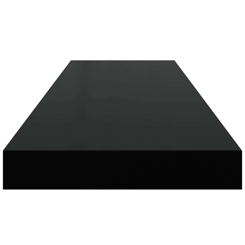Raft de perete suspendat negru extralucios, 80x23,5x3,8 cm, MDF