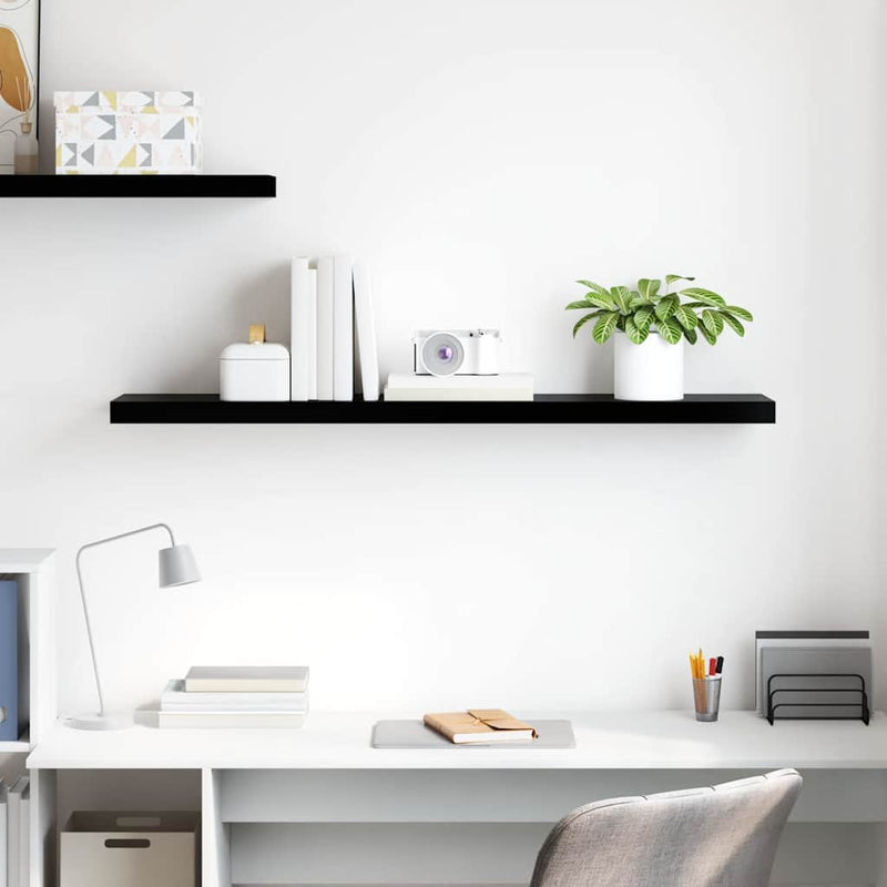 Raft perete suspendat, negru extralucios, 120x23,5x3,8 cm, MDF