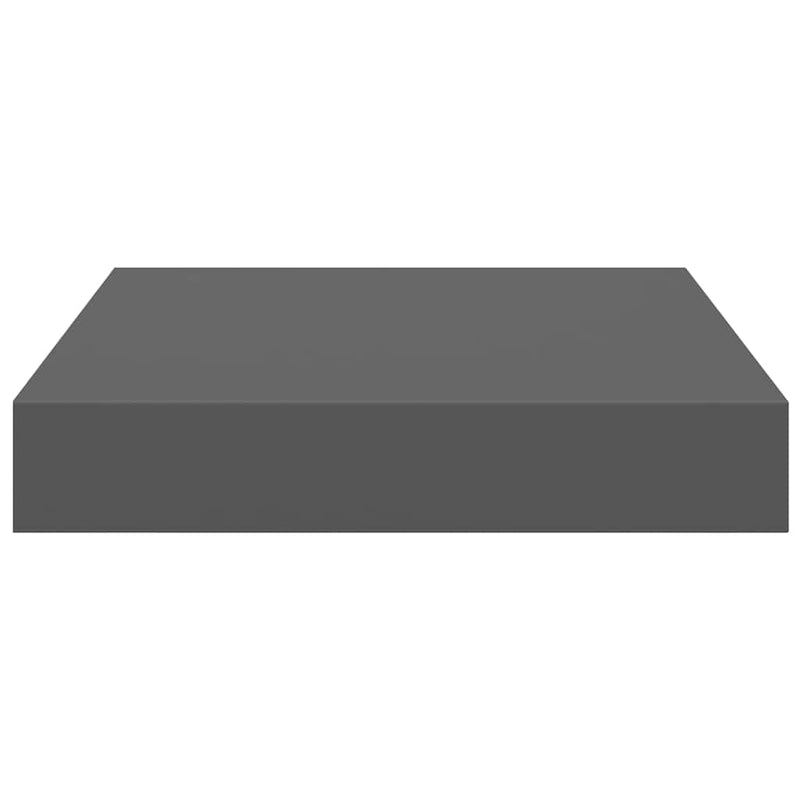 Raft de perete suspendat, gri extralucios, 23x23,5x3,8 cm, MDF