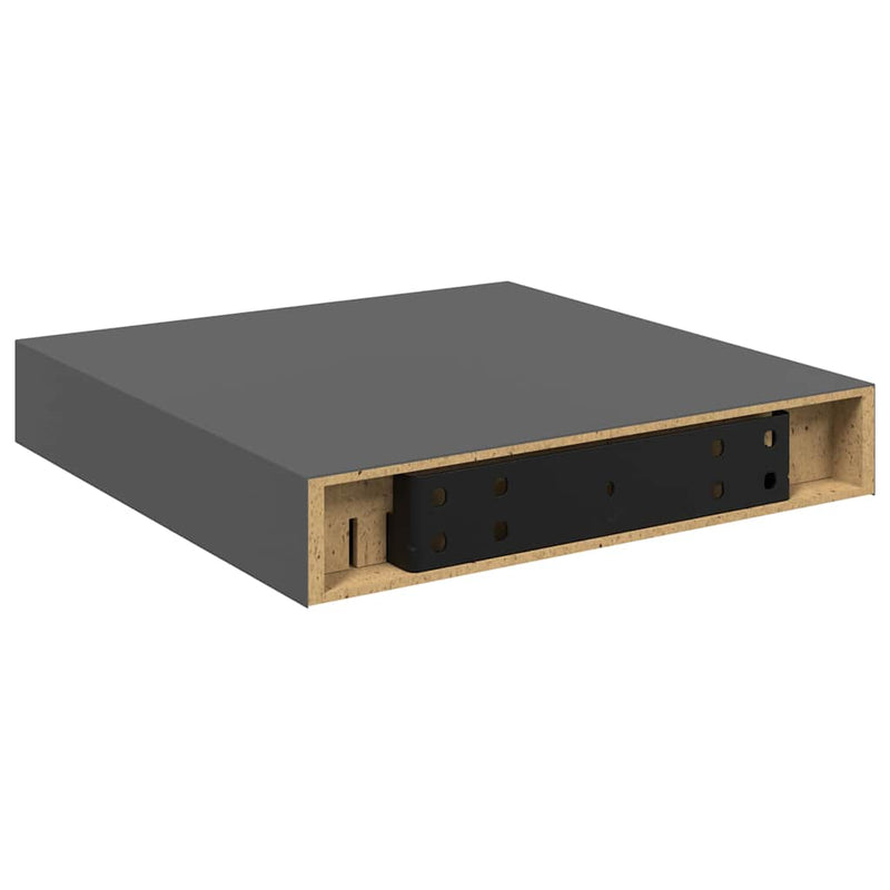 Raft de perete suspendat, gri extralucios, 23x23,5x3,8 cm, MDF