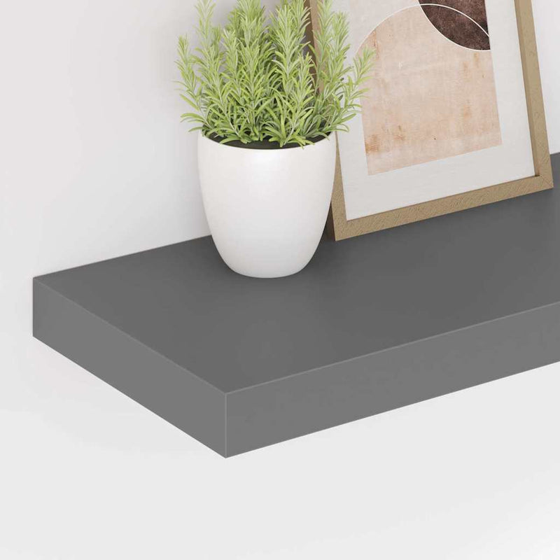 Rafturi de perete, 4 buc., gri extralucios, 50x23,5x3,8 cm, MDF