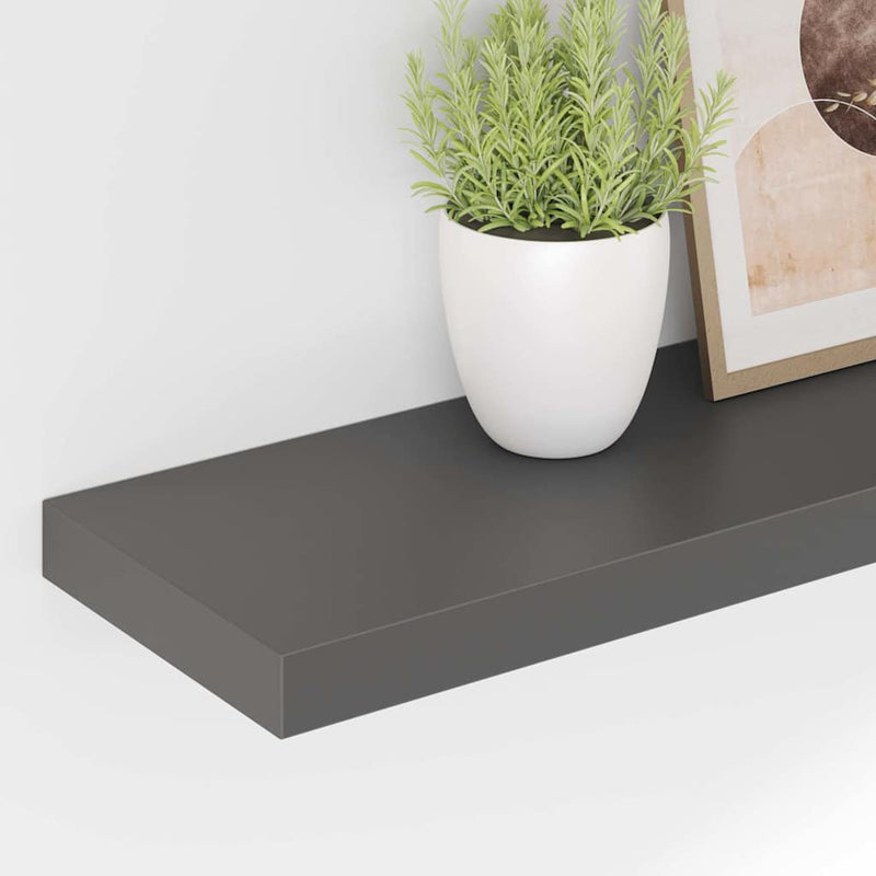 Rafturi de perete, 4 buc., gri extralucios, 90x23,5x3,8 cm, MDF