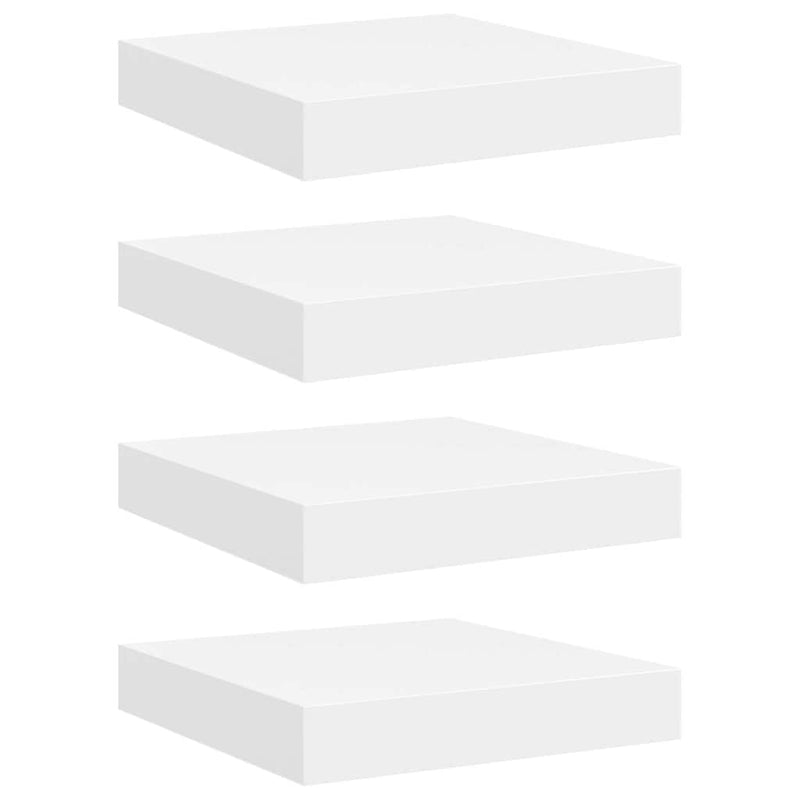Rafturi de perete suspendate, 4 buc., alb, 23x23,5x3,8 cm, MDF