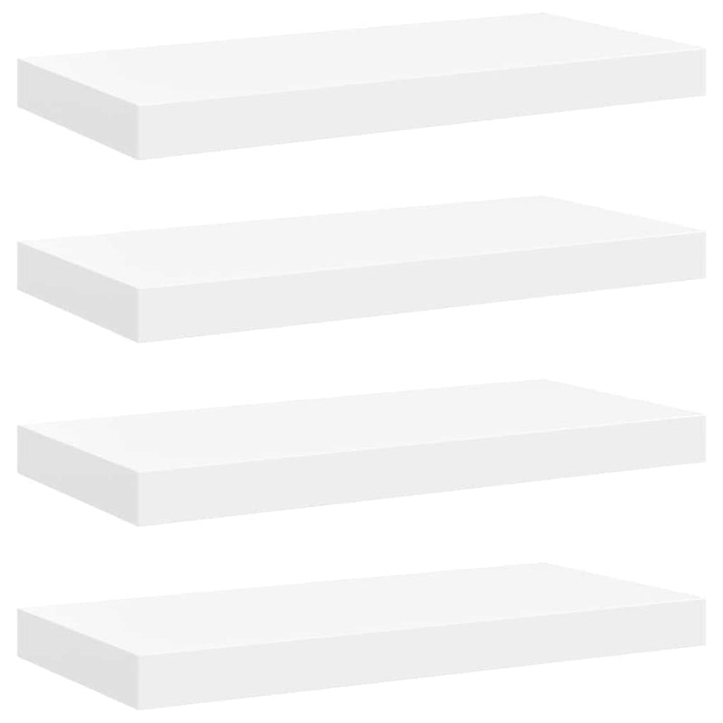 Rafturi de perete suspendate, 4 buc., alb, 50x23,5x3,8 cm, MDF