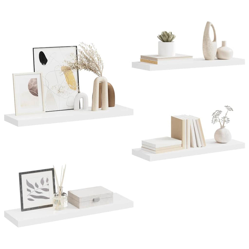 Rafturi de perete, 4 buc., alb, 80 x 23,5 x 3,8 cm, MDF