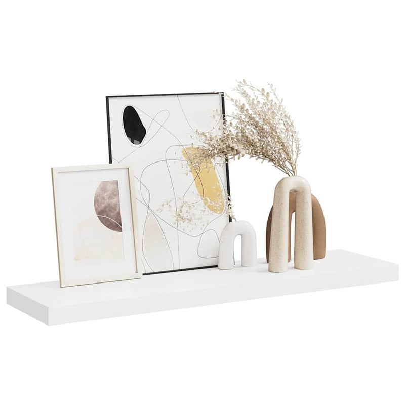 Raft de perete suspendat, alb, 90x23,5x3,8 cm, MDF