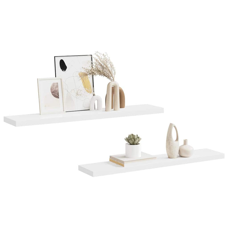 Rafturi de perete suspendate, 2 buc., alb, 120x23,5x3,8 cm, MDF
