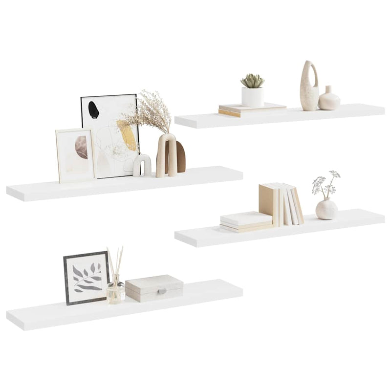 Rafturi de perete, 4 buc., alb, 120 x 23,5 x 3,8 cm, MDF