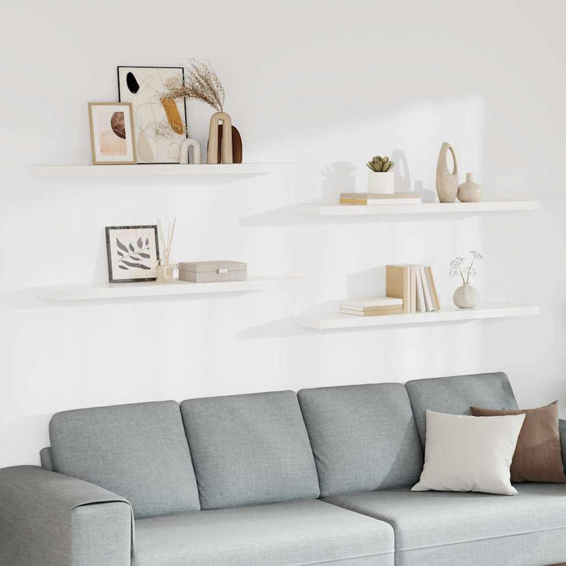 Rafturi de perete, 4 buc., alb, 120 x 23,5 x 3,8 cm, MDF
