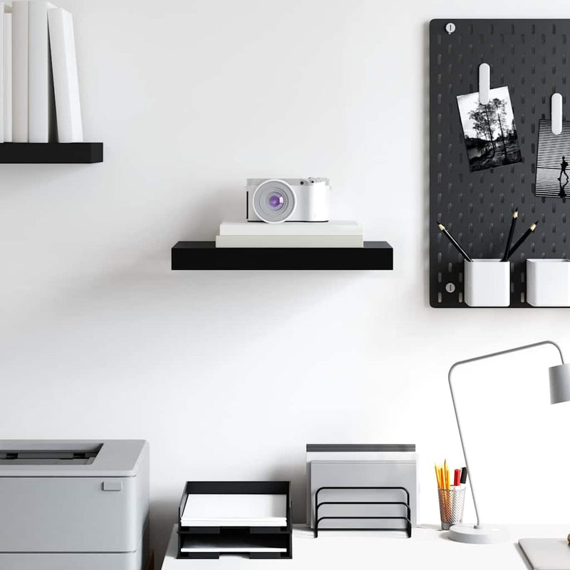 Raft de perete suspendat, negru, 40x23,5x3,8 cm, MDF