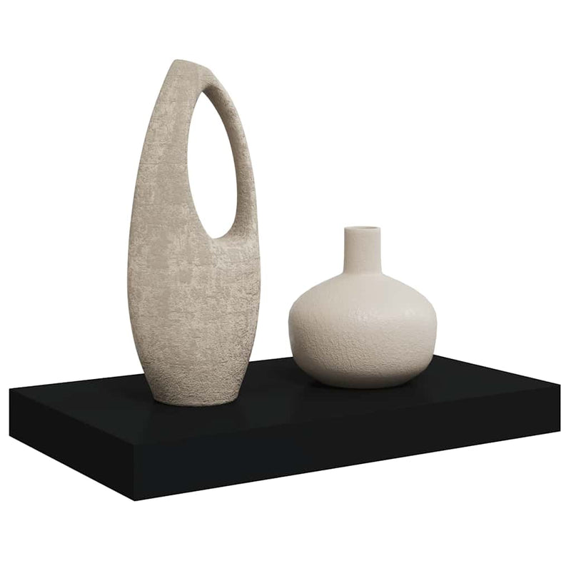 Raft de perete suspendat, negru, 40x23,5x3,8 cm, MDF