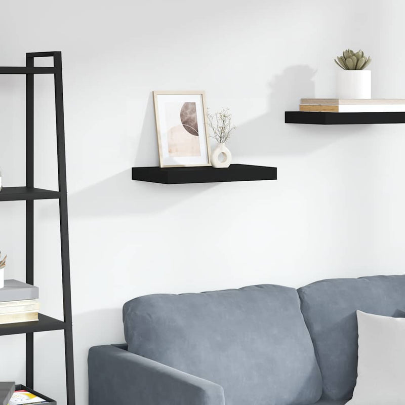 Raft de perete suspendat, negru, 40x23,5x3,8 cm, MDF