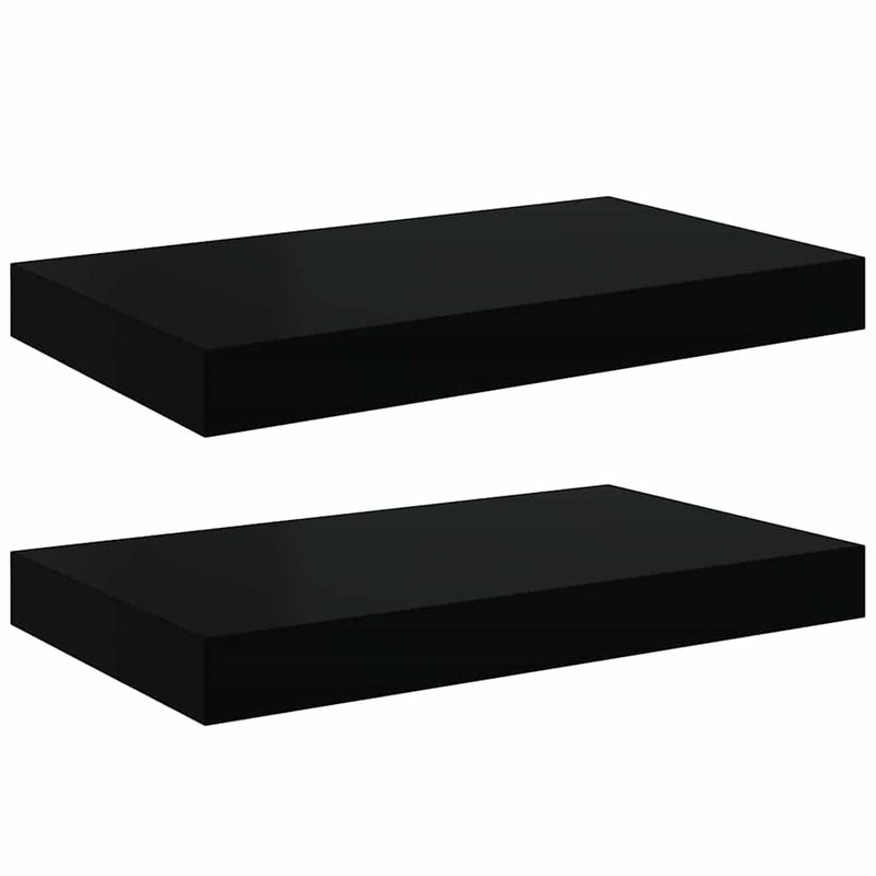 Rafturi de perete suspendate 2 buc., negru, 40x23,5x3,8 cm, MDF