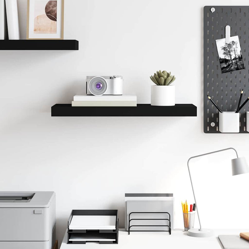 Raft de perete suspendat, negru, 60x23,5x3,8 cm, MDF